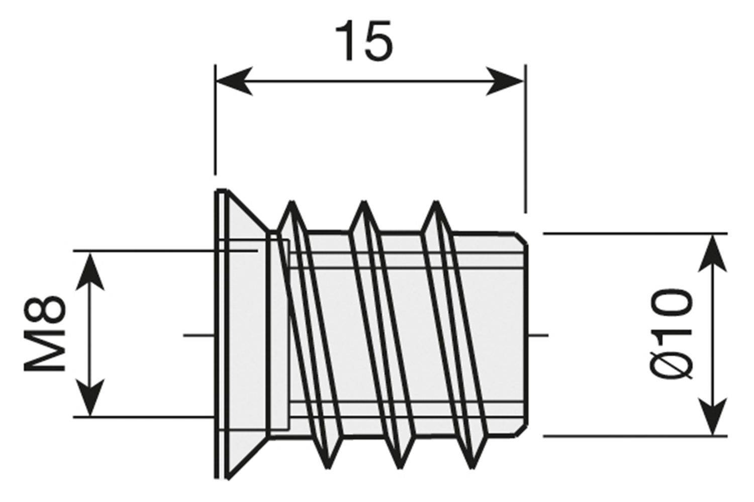 Mof - M8 - Ø10 x 15mm - zamak