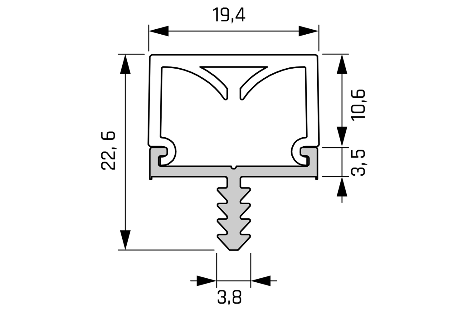 Led opbouw profiel - lagos III - rvs-look - 3000mm - incl. afdekprofiel