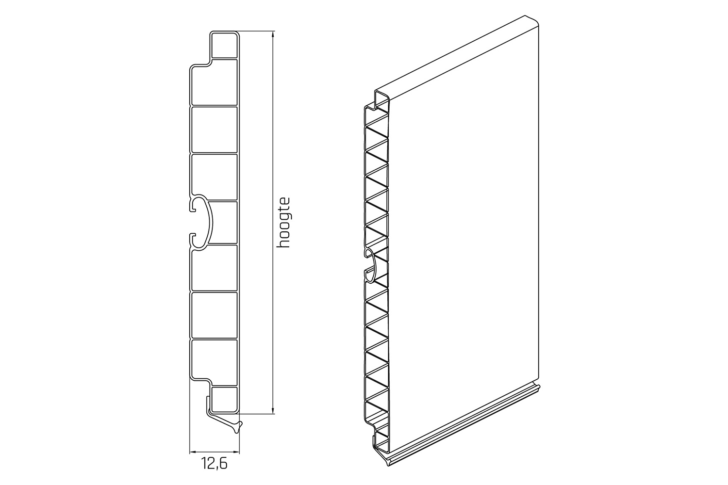 RVS keukenplint - 10cm hoog - 1 meter lang