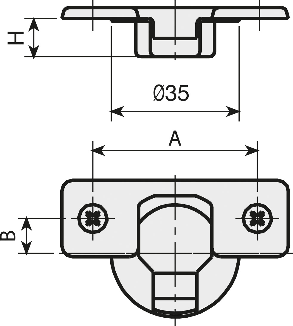 Potscharnier - Mesuco 143 - 95° - volledig opdek - opschroefbaar