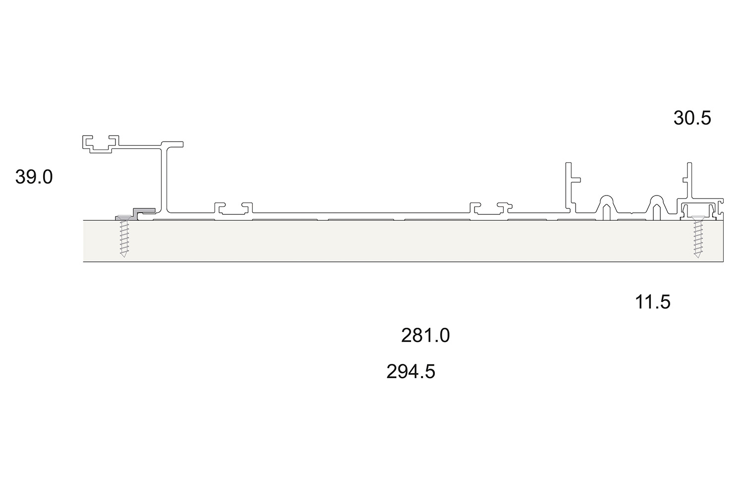 Set boven- en onderrail - systeem online - 4000mm