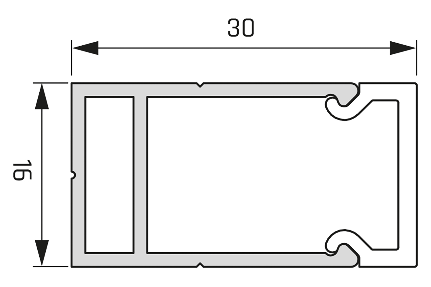 Led opbouw profiel - wtu - rvs-look - 2500mm - incl. afdekprofiel