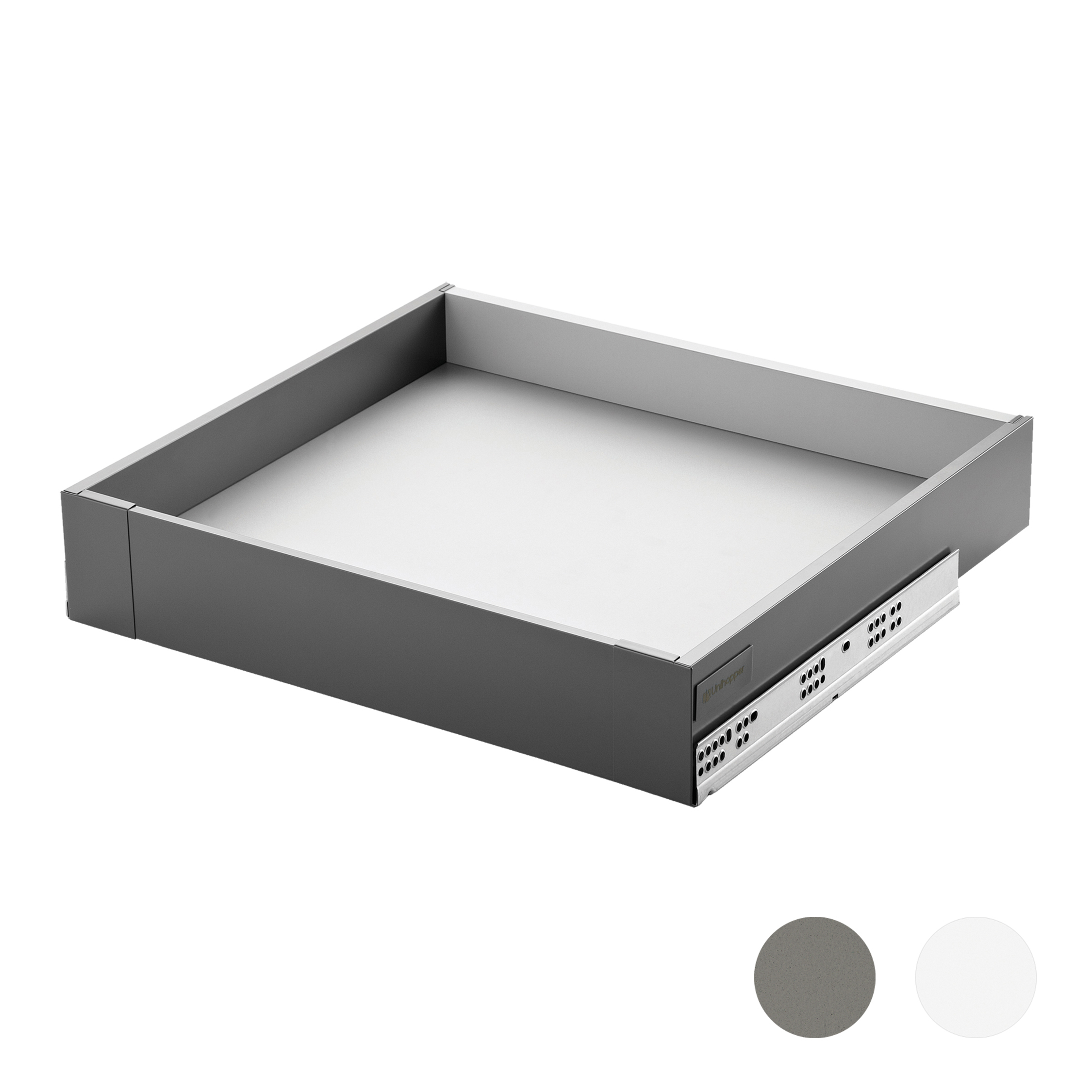 Slimbox - set voor lade h:80mm - met push-to-open/softclose - d: 400mm - mat wit