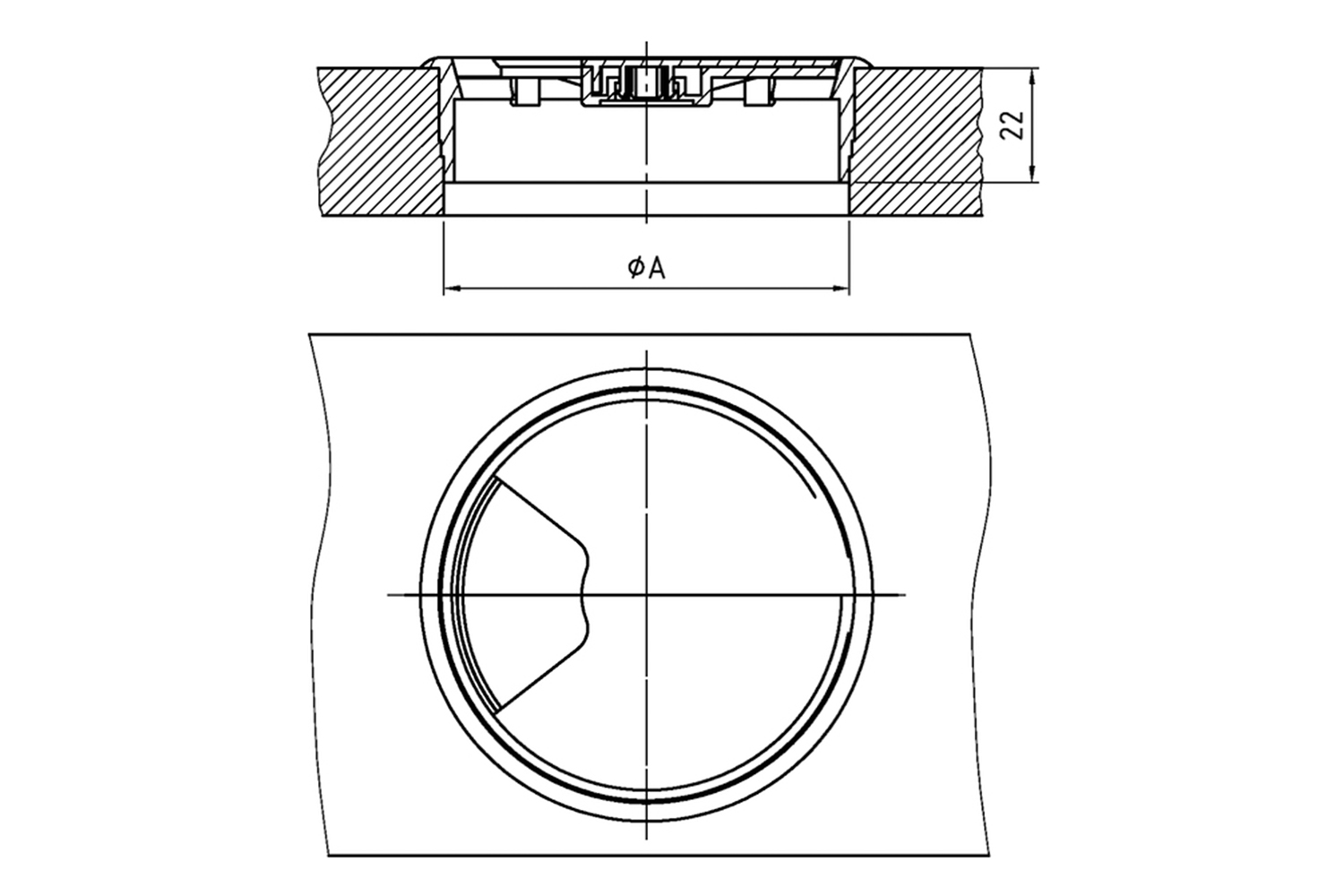 Kunststof kabeldoorvoerkap - wit - 60mm