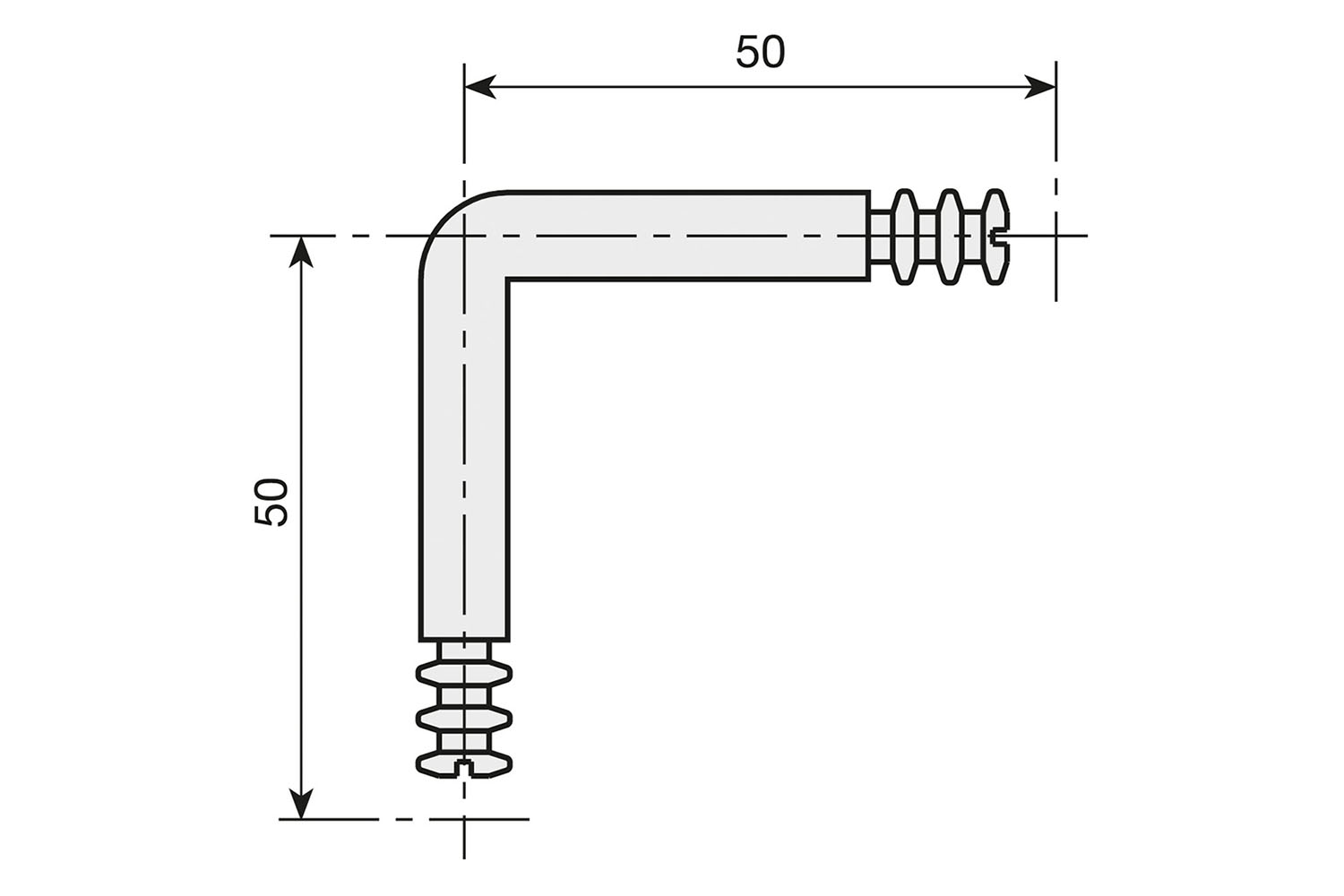 Spiraal excenter Grandes hoek verbindingsbout (90 graden) - 2x50mm