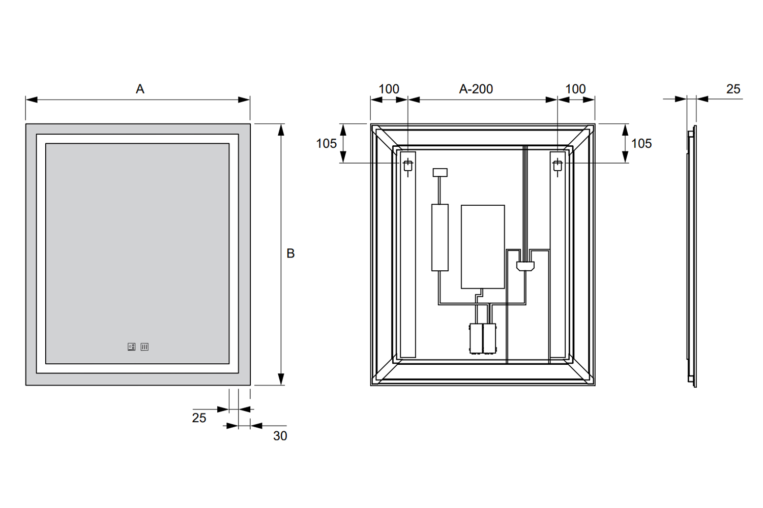 Serie quattro - led spiegel - verwarming - emotion - 900mm