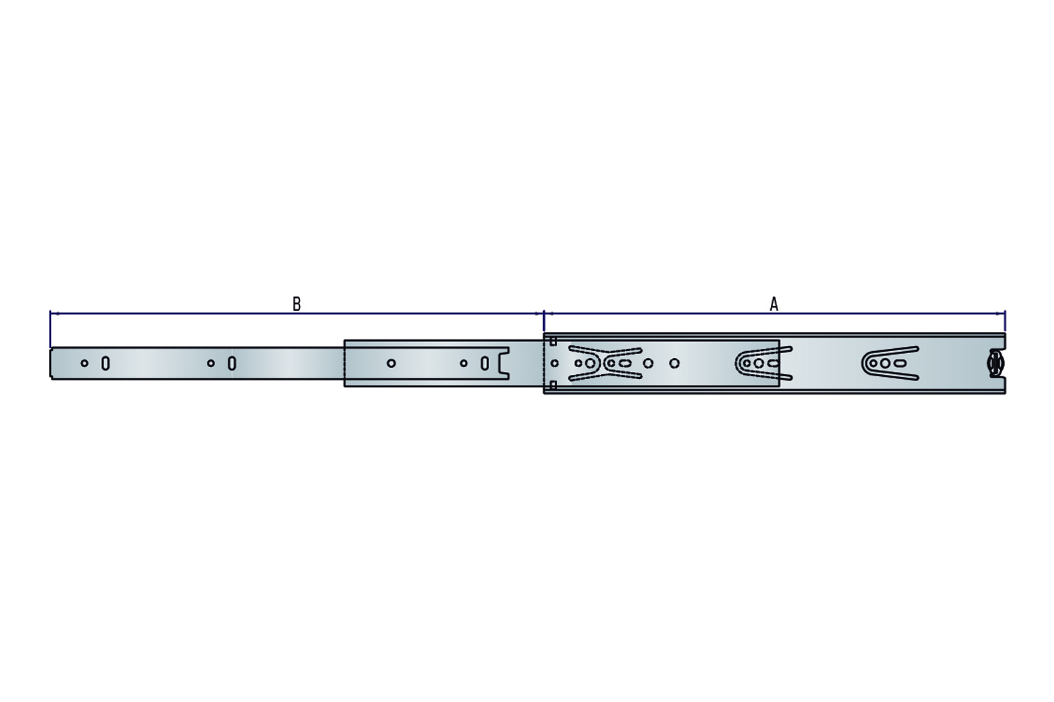 Standaard ladegeleider set - max. 40kg - volledig uittrekbaar - 300mm