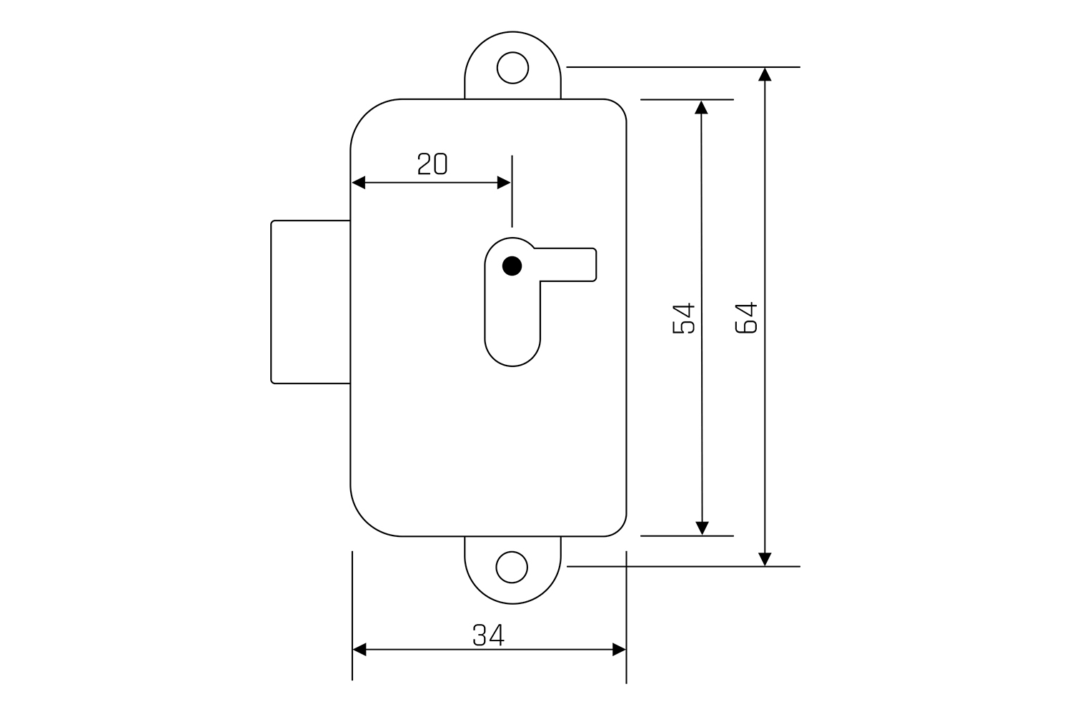 Achter-oplegslot - rechts - penmaat: 20mm - staal - antiek gebronsd