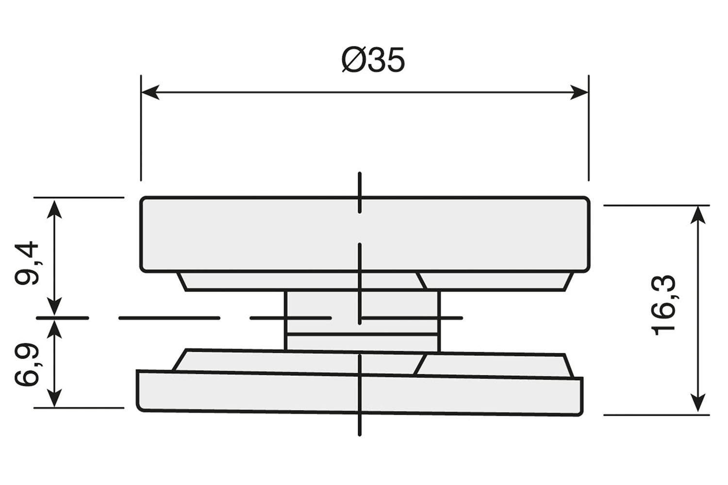 Spiraal excenter Grandes - 35mm - voor houtdikte vanaf 19 tot 34mm - zamak vernikkeld