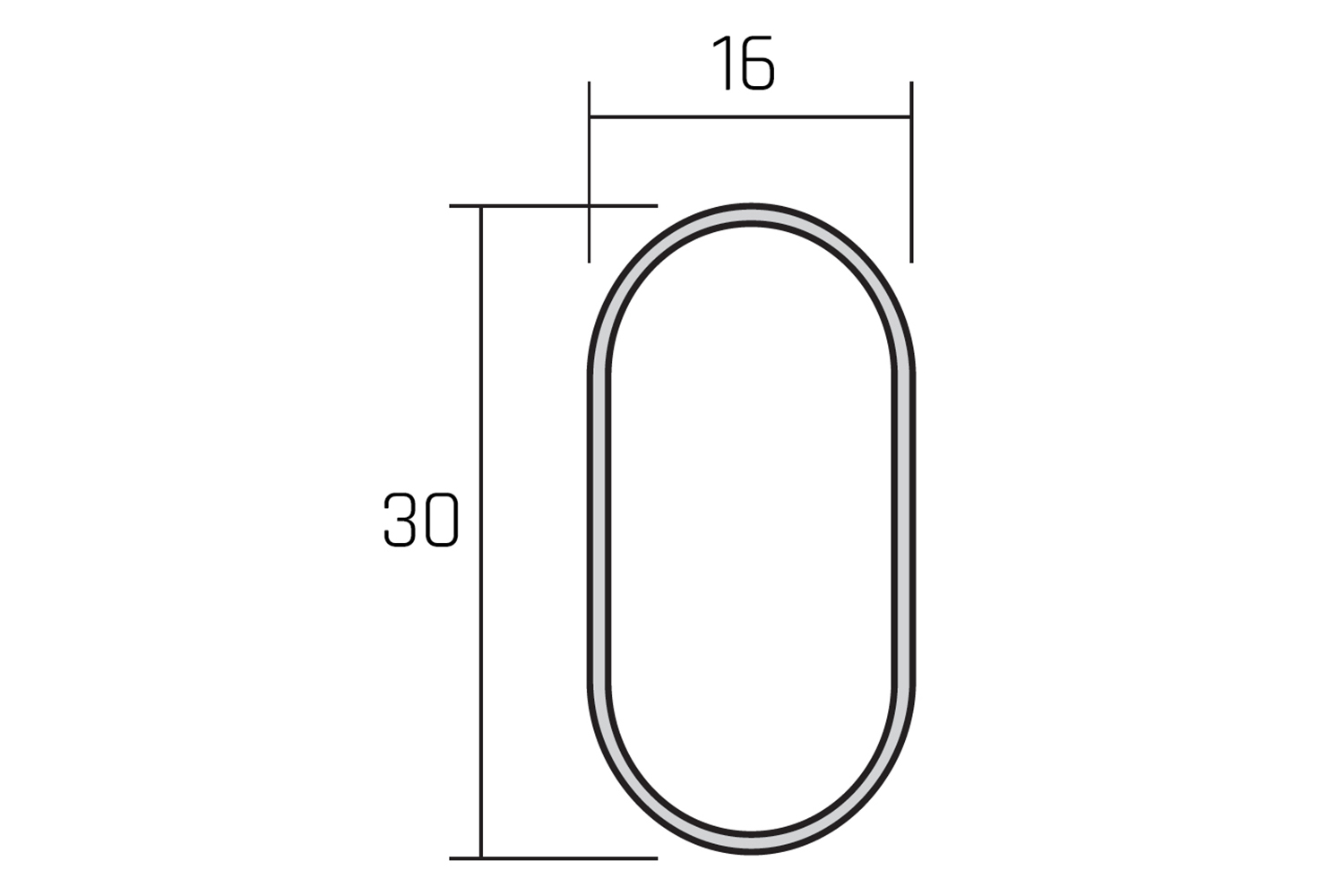 Geribbelde aluminium kledingroede - 30x16mm - 2000mm