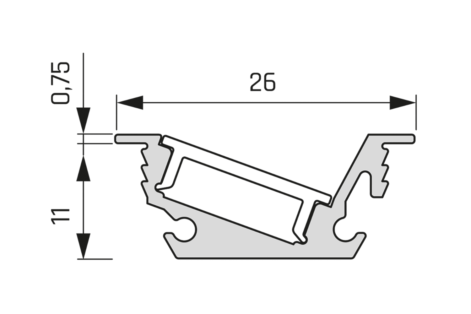 Led inbouw profiel - venice mini - zwart - 2500mm - incl. afdekprofiel