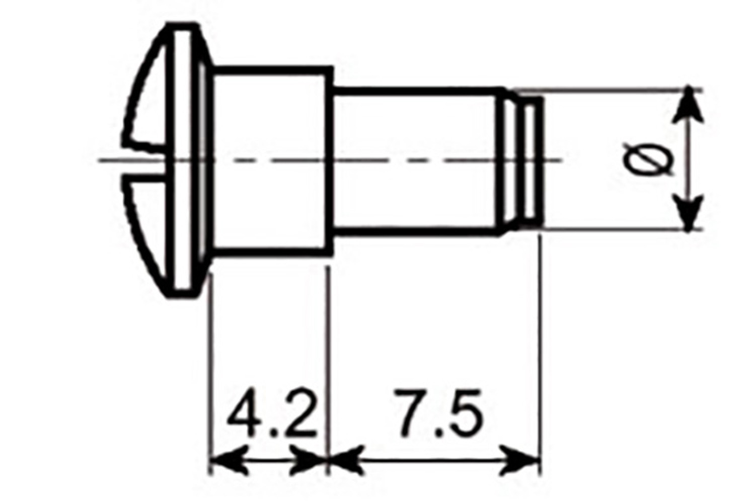 Pen / verbindingsstift - draadloos 5 x 7,5mm - staal verzinkt