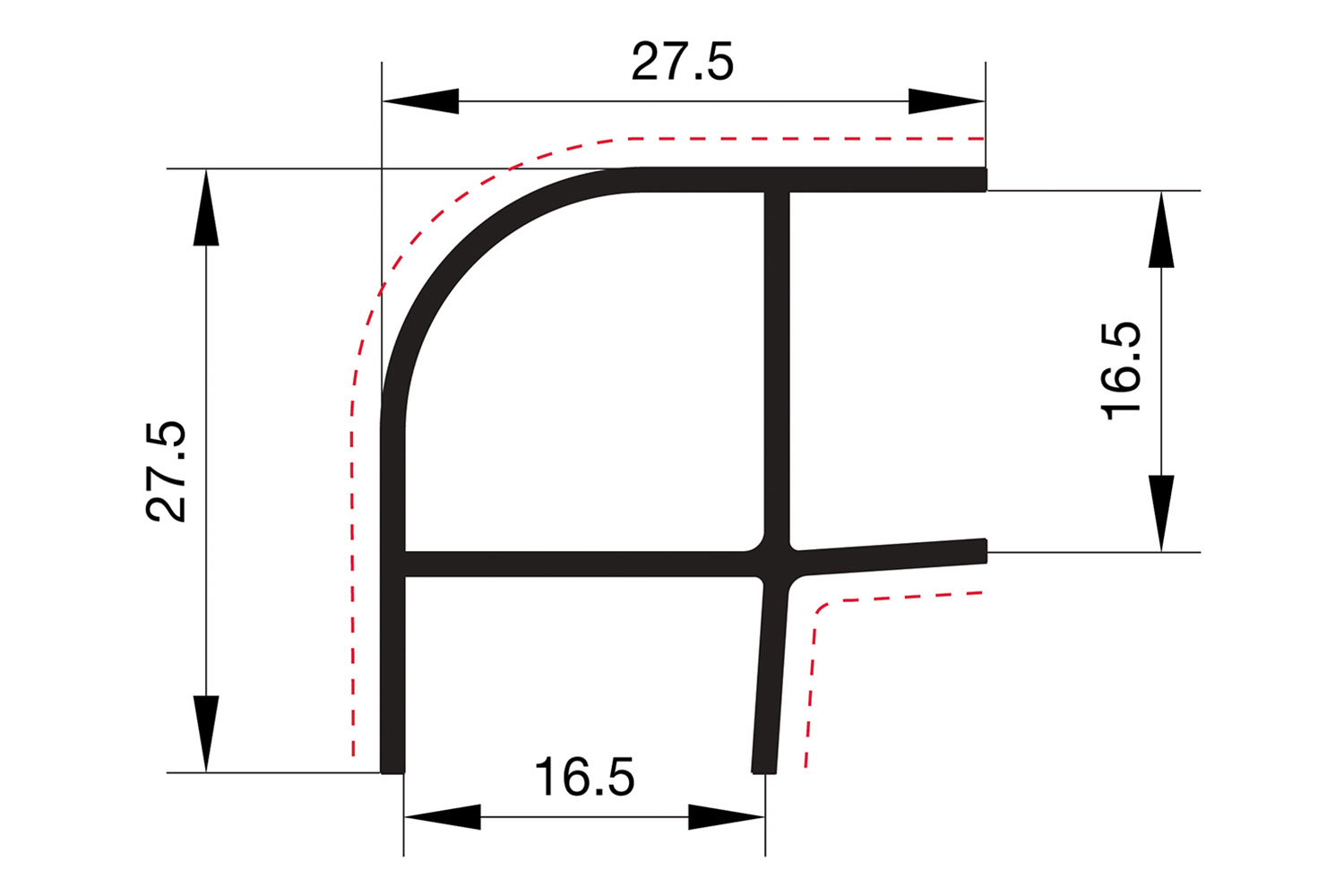 Plinthoekprofiel voor 16mm plint - mahonie - 90° buitenhoek - 2500mm