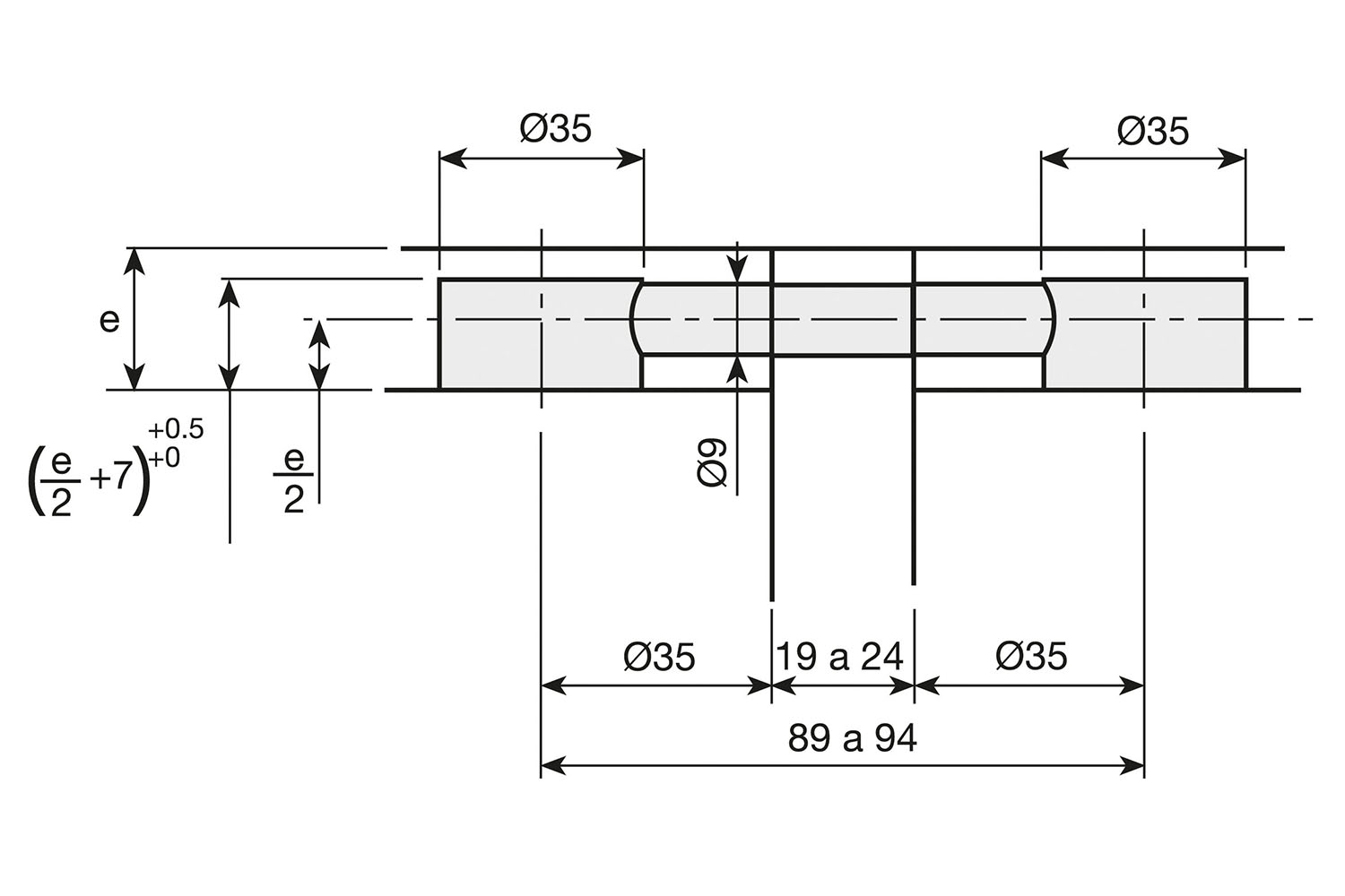 Spiraal excenter Grandes dubbele verbindingsbout - 89mm