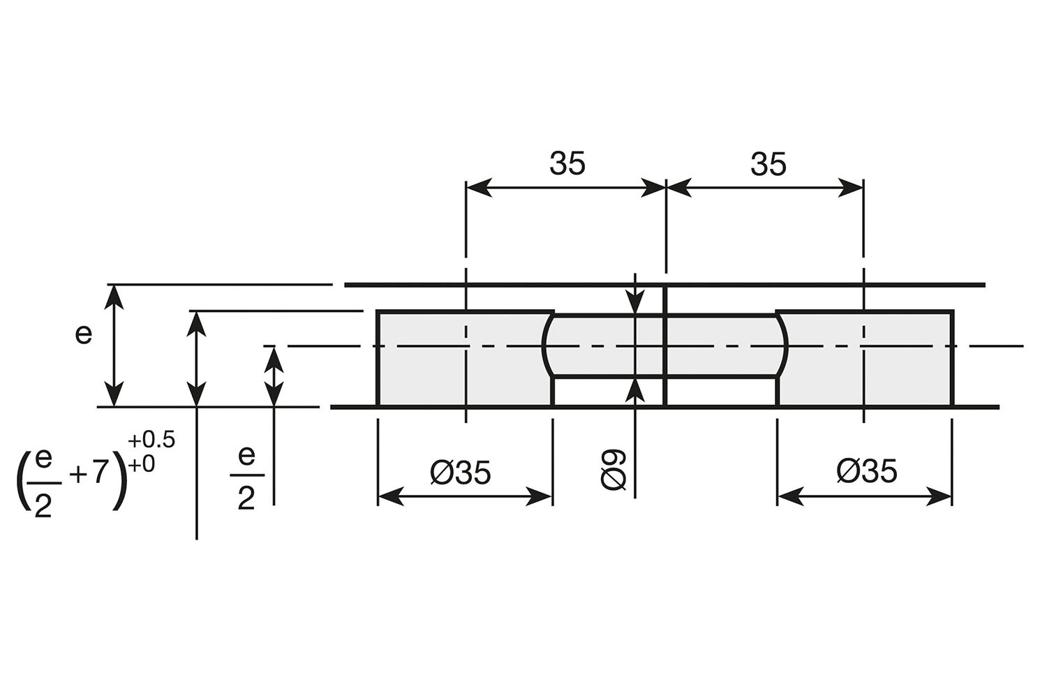 Spiraal excenter Grandes dubbele verbindingsbout - 70mm