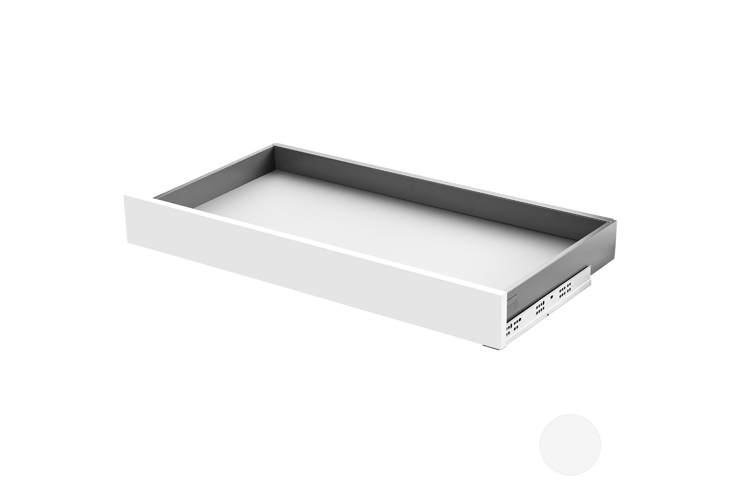 Slimbox - set voor lade h:80mm - met push-to-open - d: 270mm - mat wit