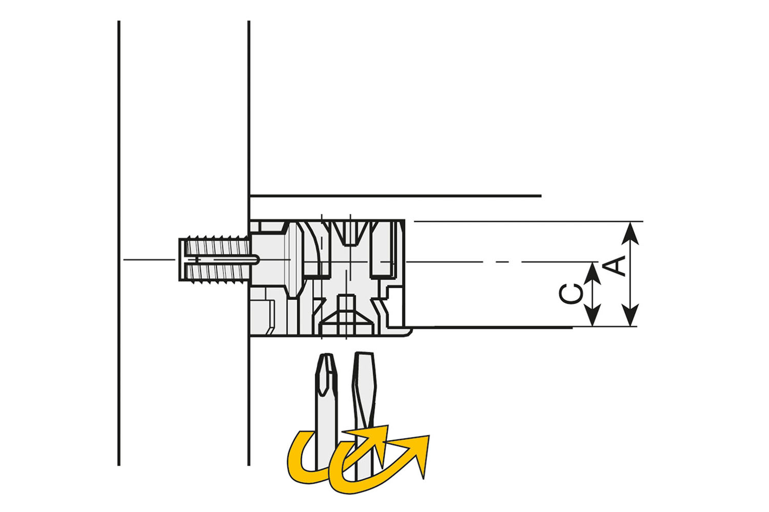 Clock 3 Ø20mm - excentrische verbinder - zamak - Ø20x8mm - vernikkeld