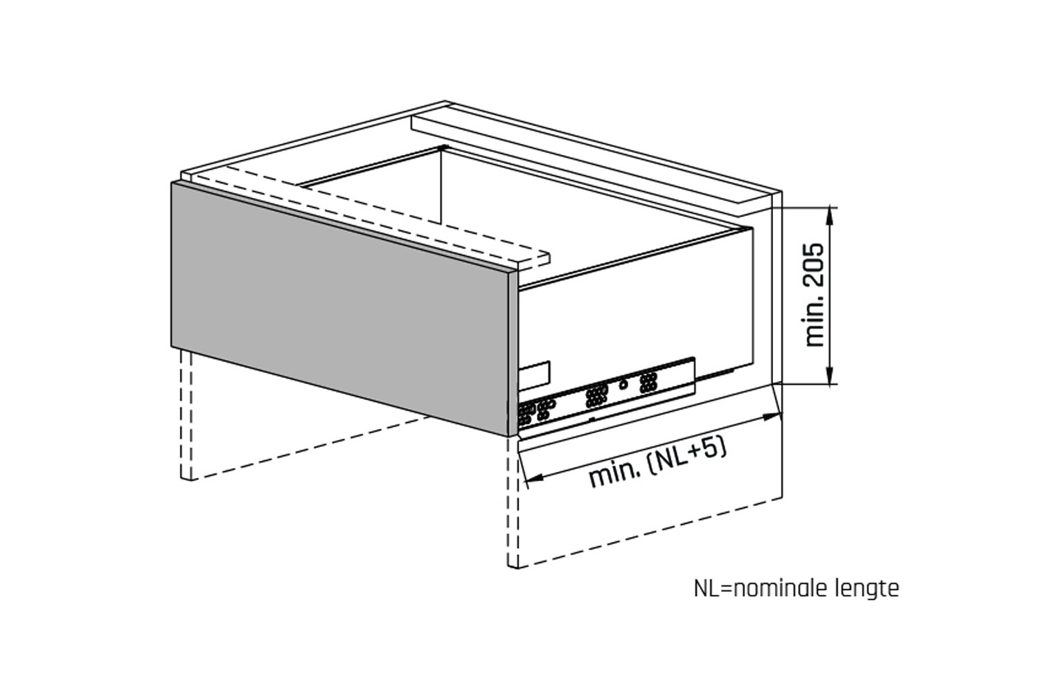 Slimbox - set voor lade h:170mm met zijden met glas - met softclose - d: 350mm - antraciet