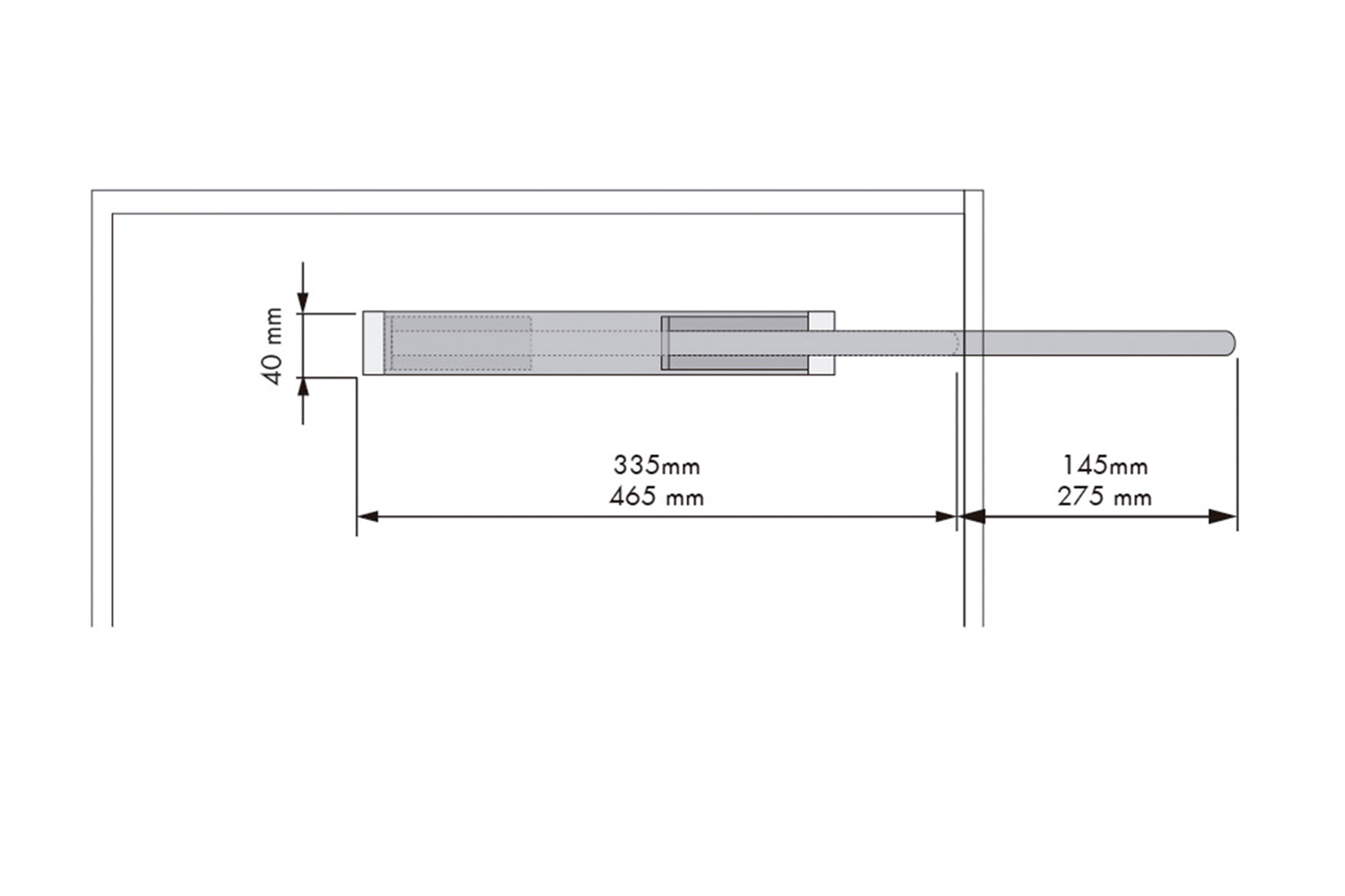 Uittrekbare aluminium handdoekhouder - 335mm