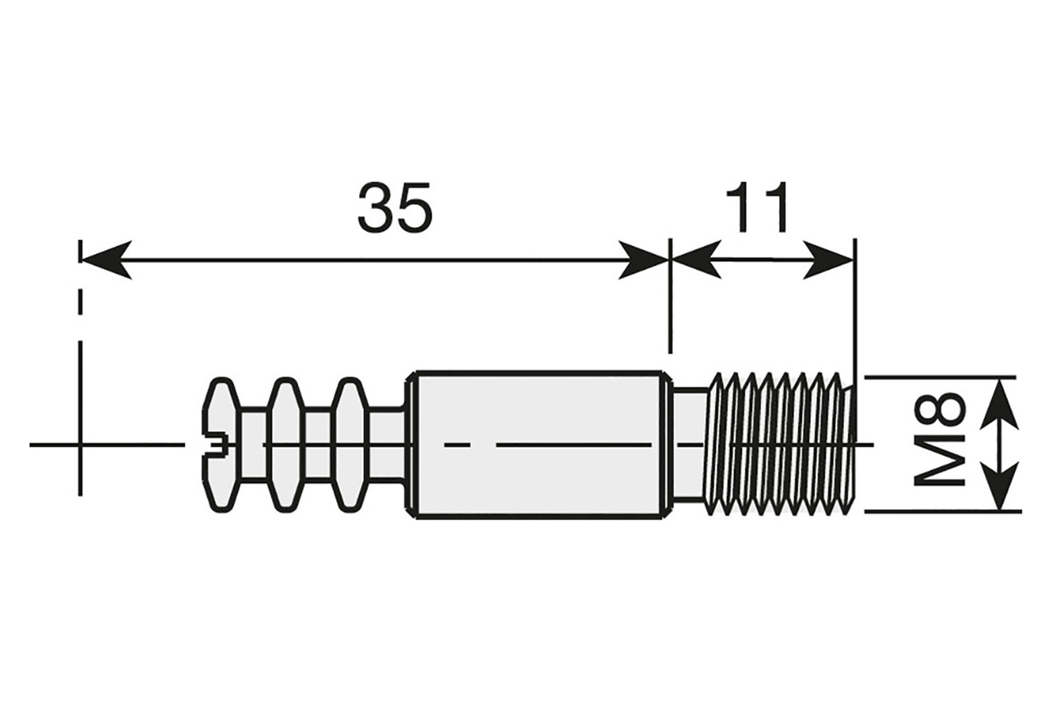 Spiraal excenter Grandes verbindingsbout - 35mm - schroefdraad M8 x 11mm - staal verzinkt