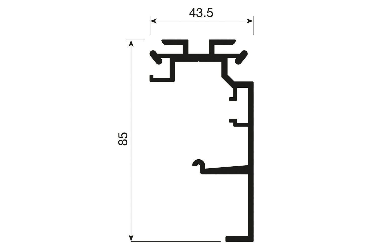 Bovenrail - voor Paso - 6000mm - aluminium - blank