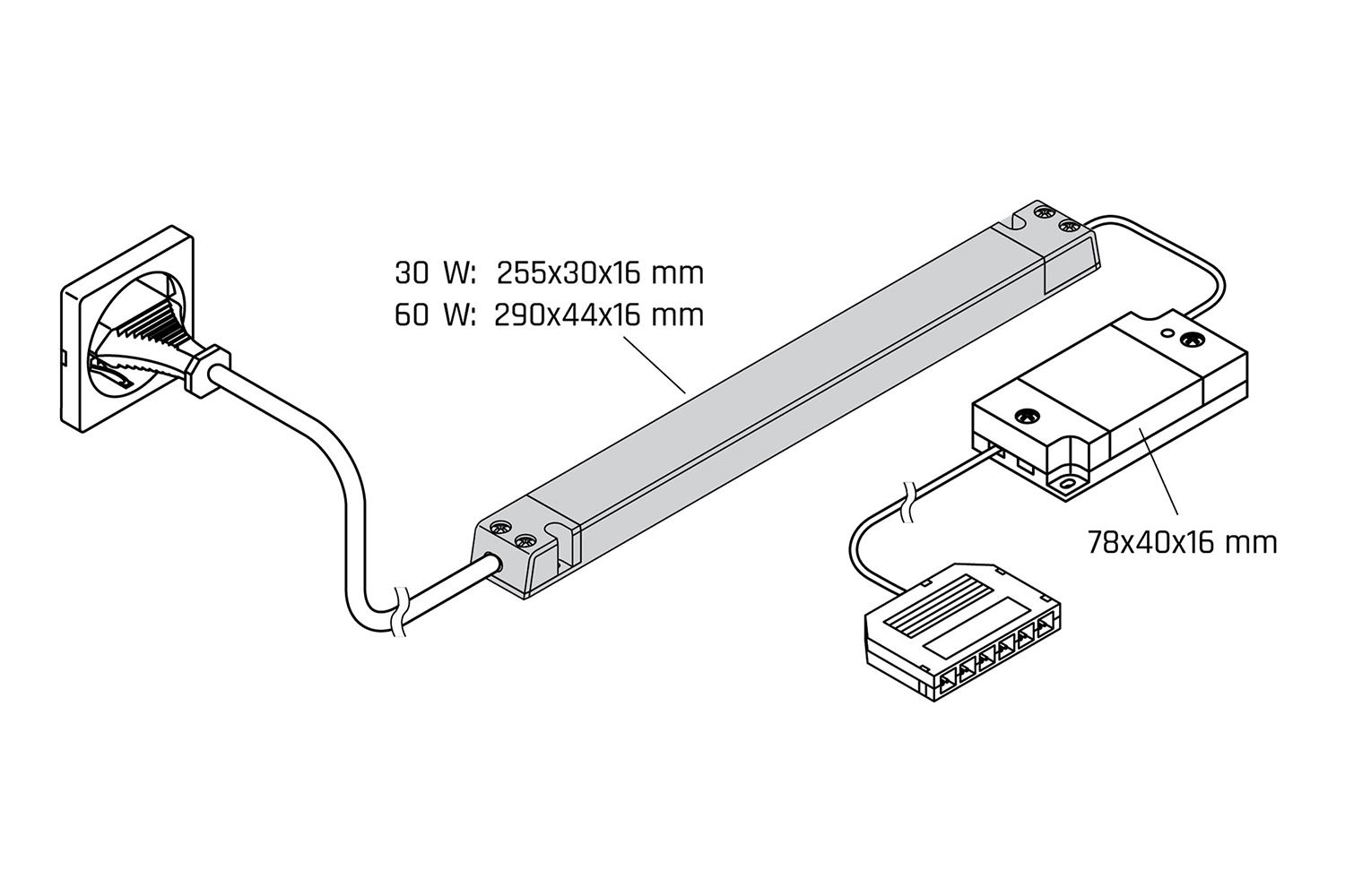 Uitbreidingsset trafo met ontvanger - 12v - 60w - voor gebruik met afstandsbediening - kleurtemp. instelbaar - met 12-weg aansluiting - 1-kanaals