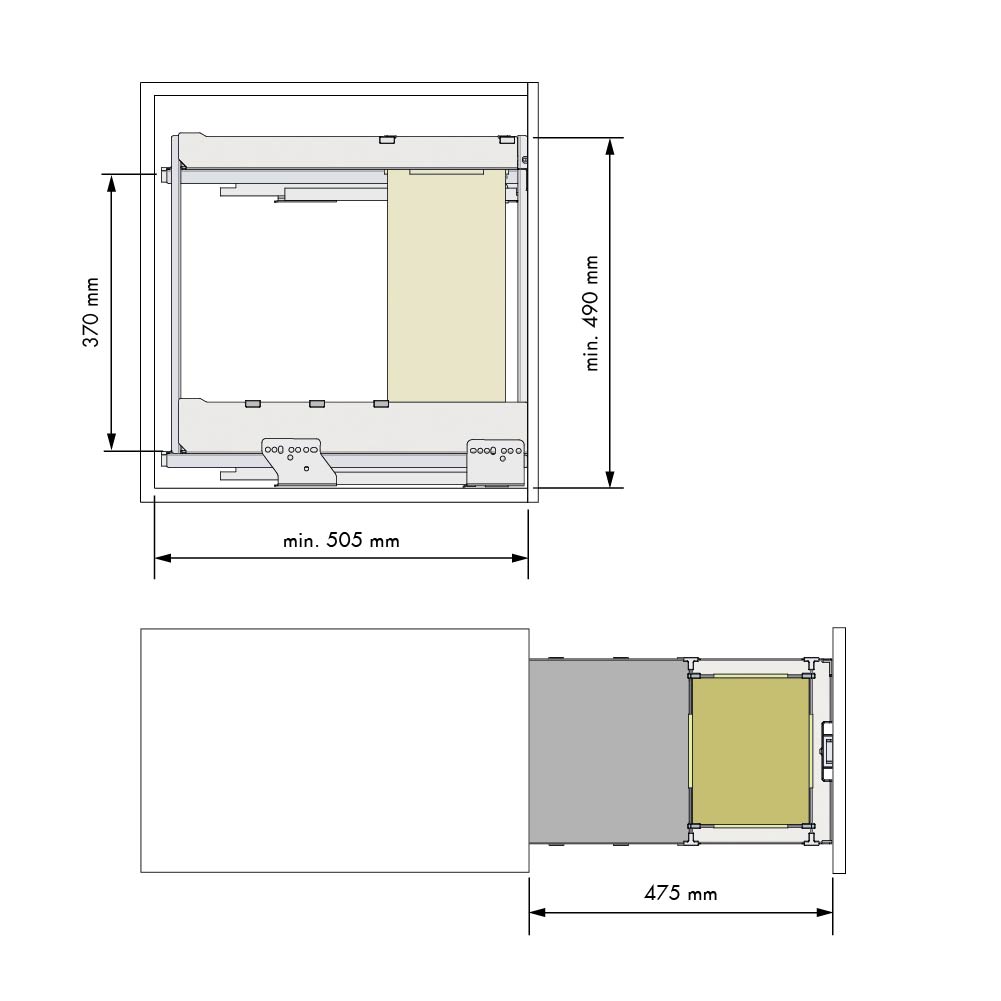 Uittrekframe met broodzak - nova flat - 2 niveaus - 300mm