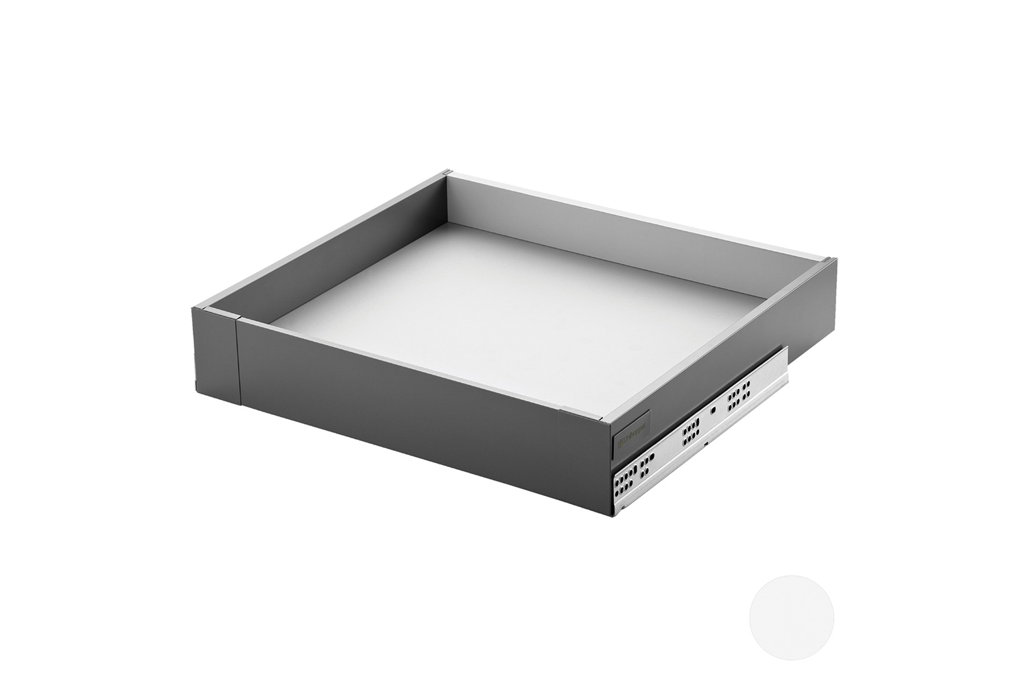 Slimbox - set voor lade h:80mm - met push-to-open - d: 270mm - mat wit