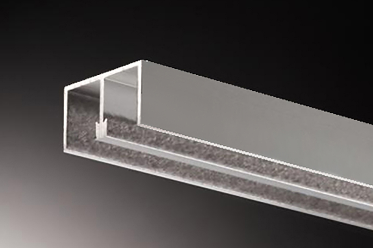 Bovenrail - voor glasschuifdeur - 5000mm - aluminium - zilver - met viltlaag