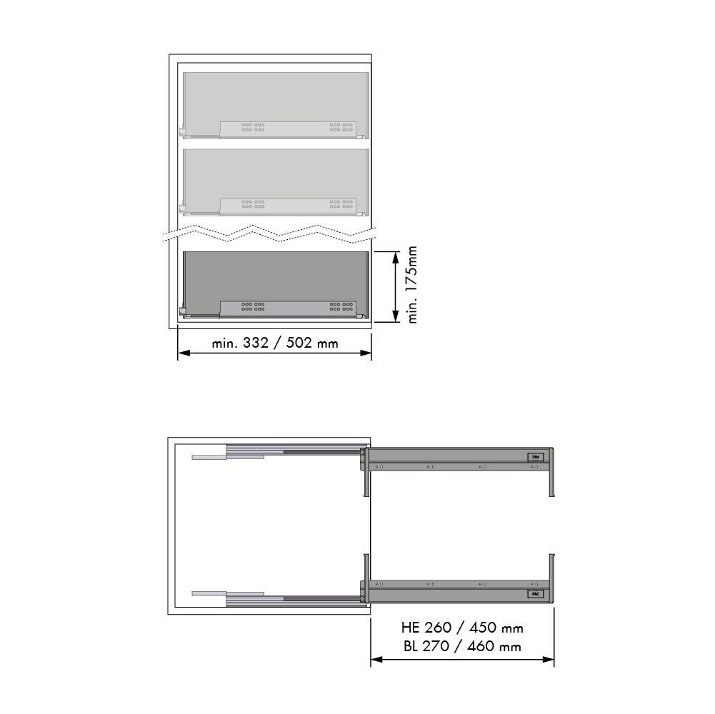 Luxe uittrekbare lade - Chic Line - 175 mm