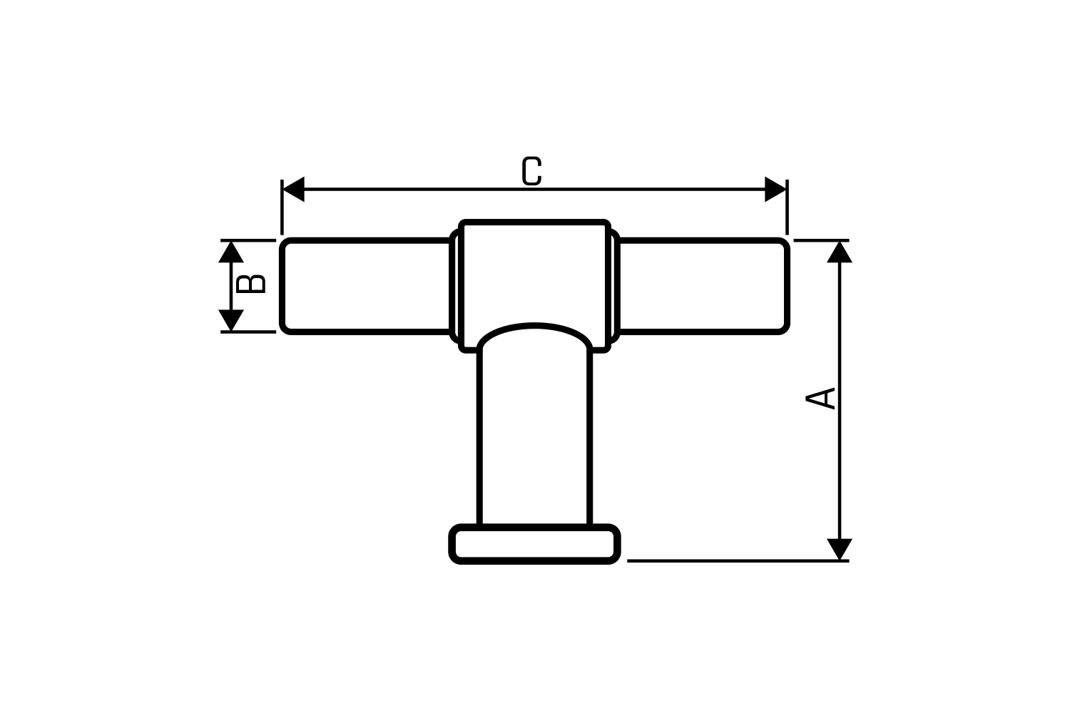 Metalen T-knop Paris - mat zwart