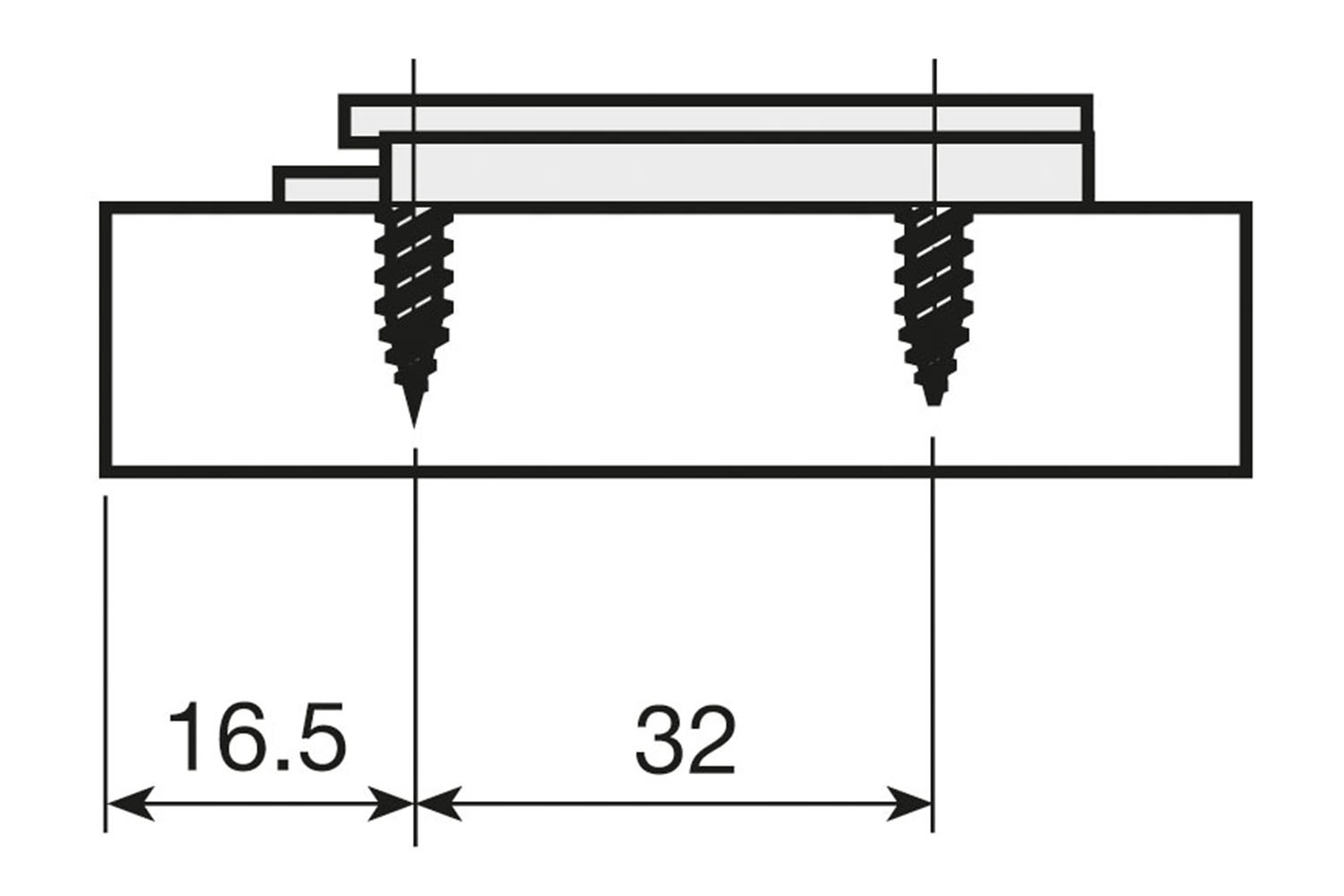 Montageplaat - recht - voor Mesuco 143 - opschroefbaar - hoogte: 4mm - zamak vernikkeld