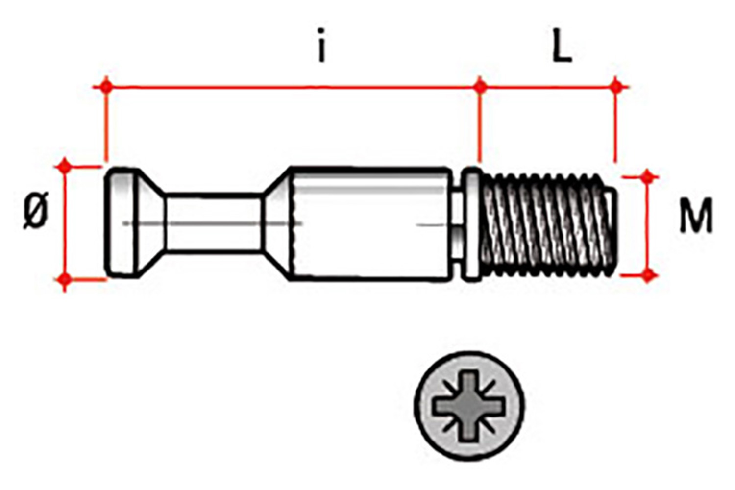 Mini excenter bout - Ø7 x 24mm - metrische draad M4 x 8mm