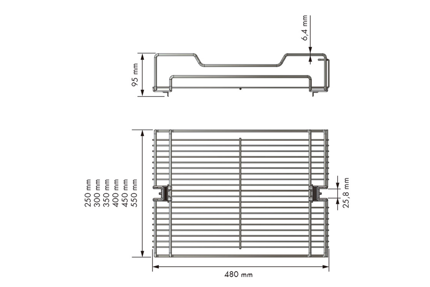 Draadmand voor apothekerskast - 300mm