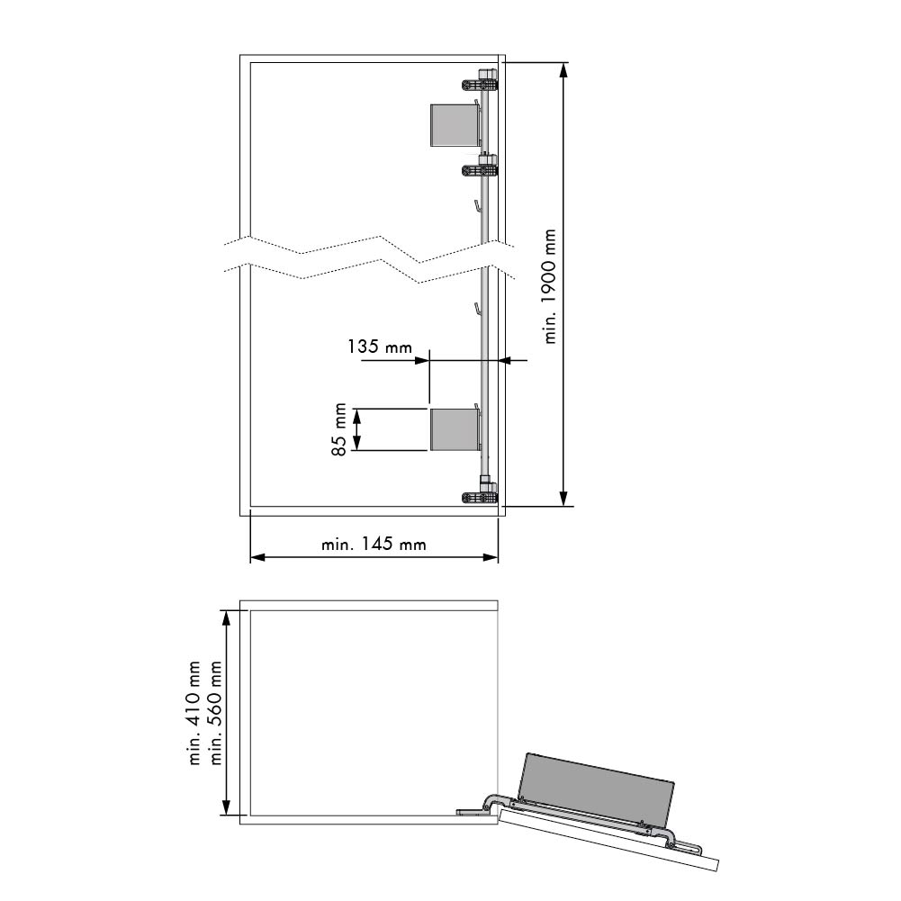 Nova flat luxe deurorganizer - 600mm - antraciet - 6 manden