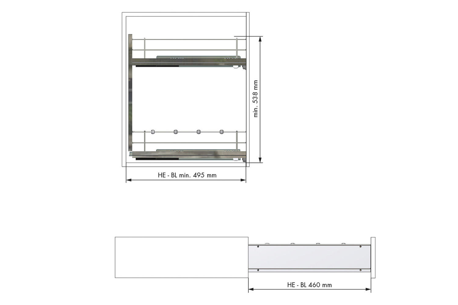 Luxe wit/chroom uittrekmand - flessenrek - 2 niveaus - 150 mm