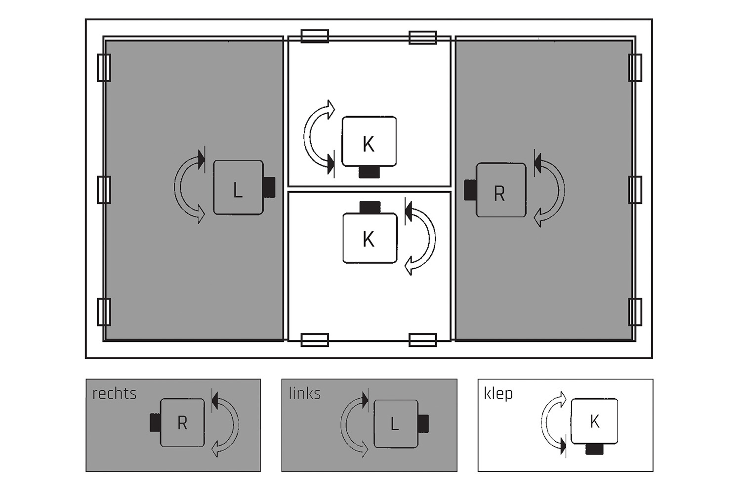 Glasslot - klep - voor glazen deuren tot 6mm - zamak - zwart (excl. inzetcilinder)