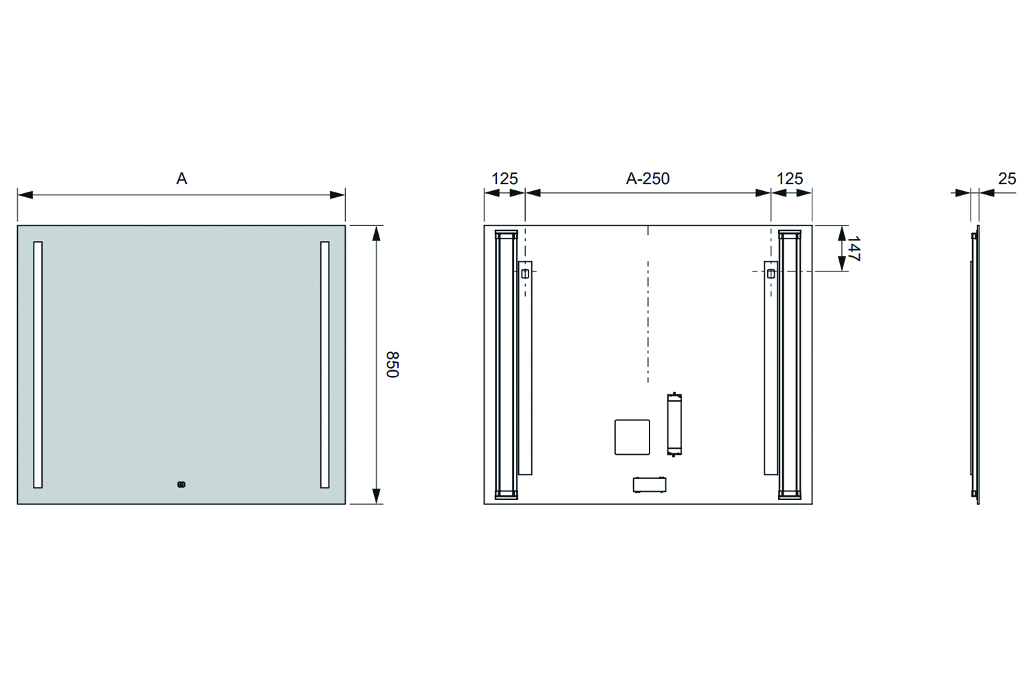 Serie duo - led spiegel - verwarming - emotion - 800mm