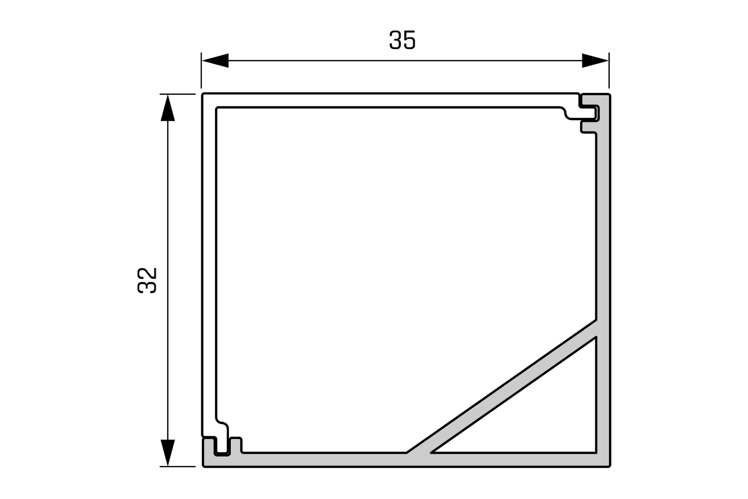 Led opbouw profiel - quattro - rvs-look - 2500mm - incl. afdekprofiel