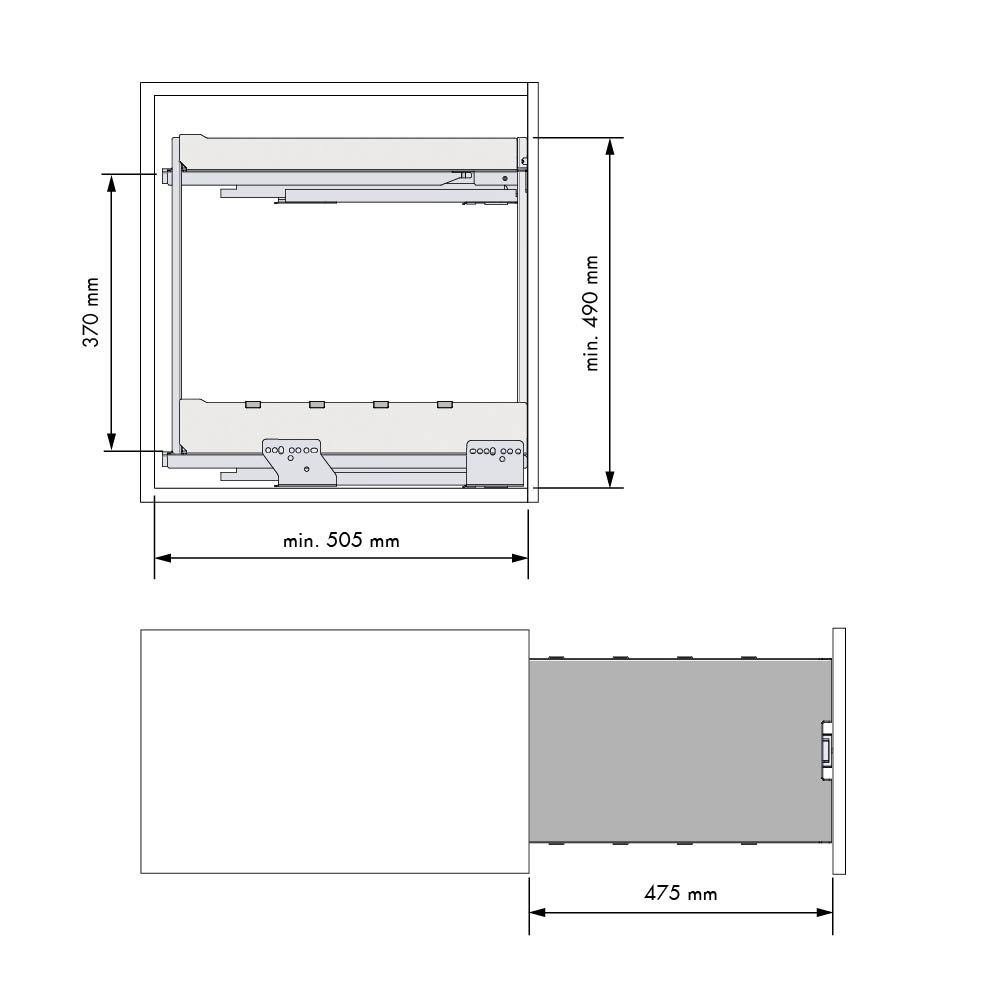 Luxe uittrekframe - nova flat - 2 niveaus - antraciet - 300mm