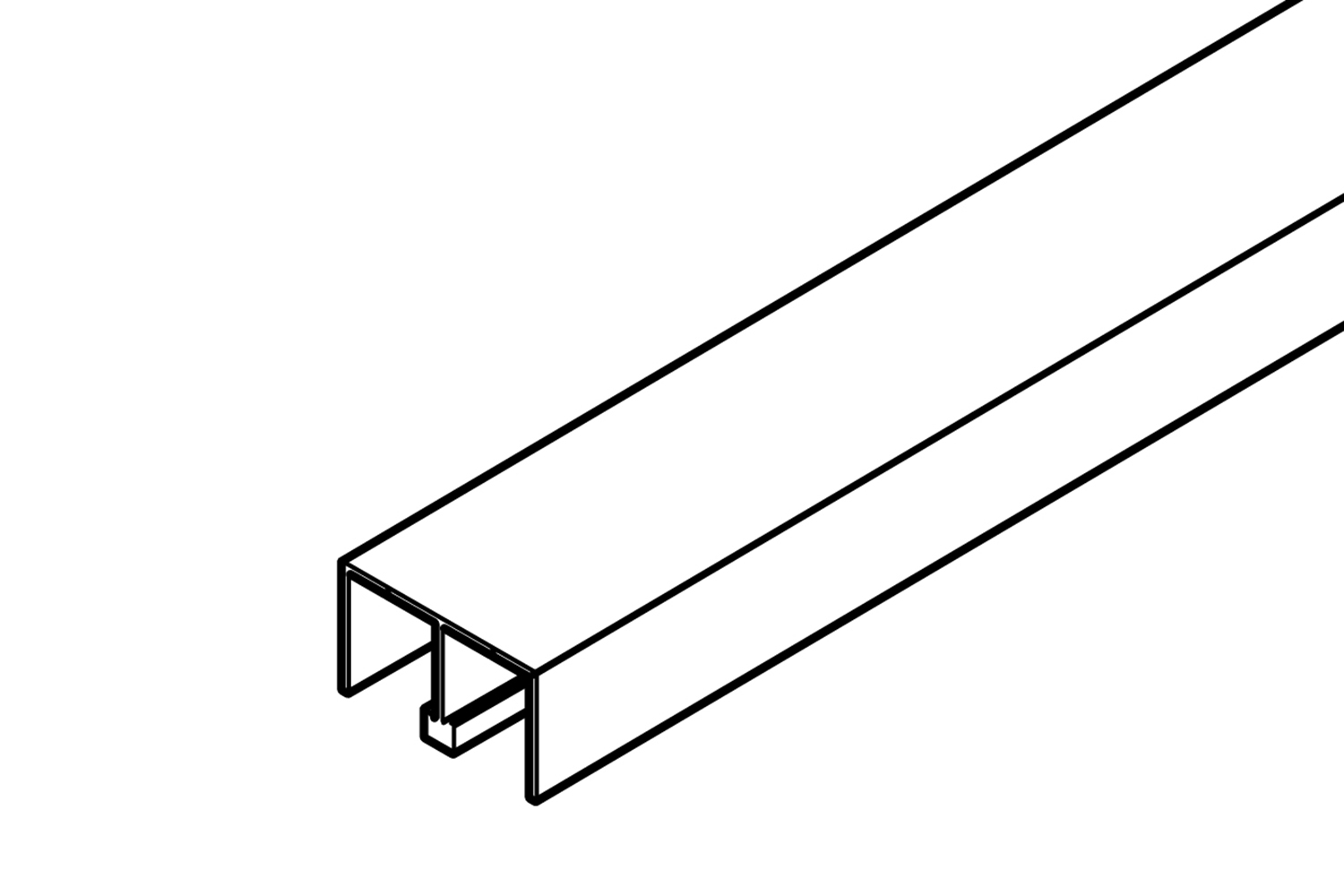 Bovenrail - voor glasschuifdeur - 5000mm - aluminium - zilver - met viltlaag