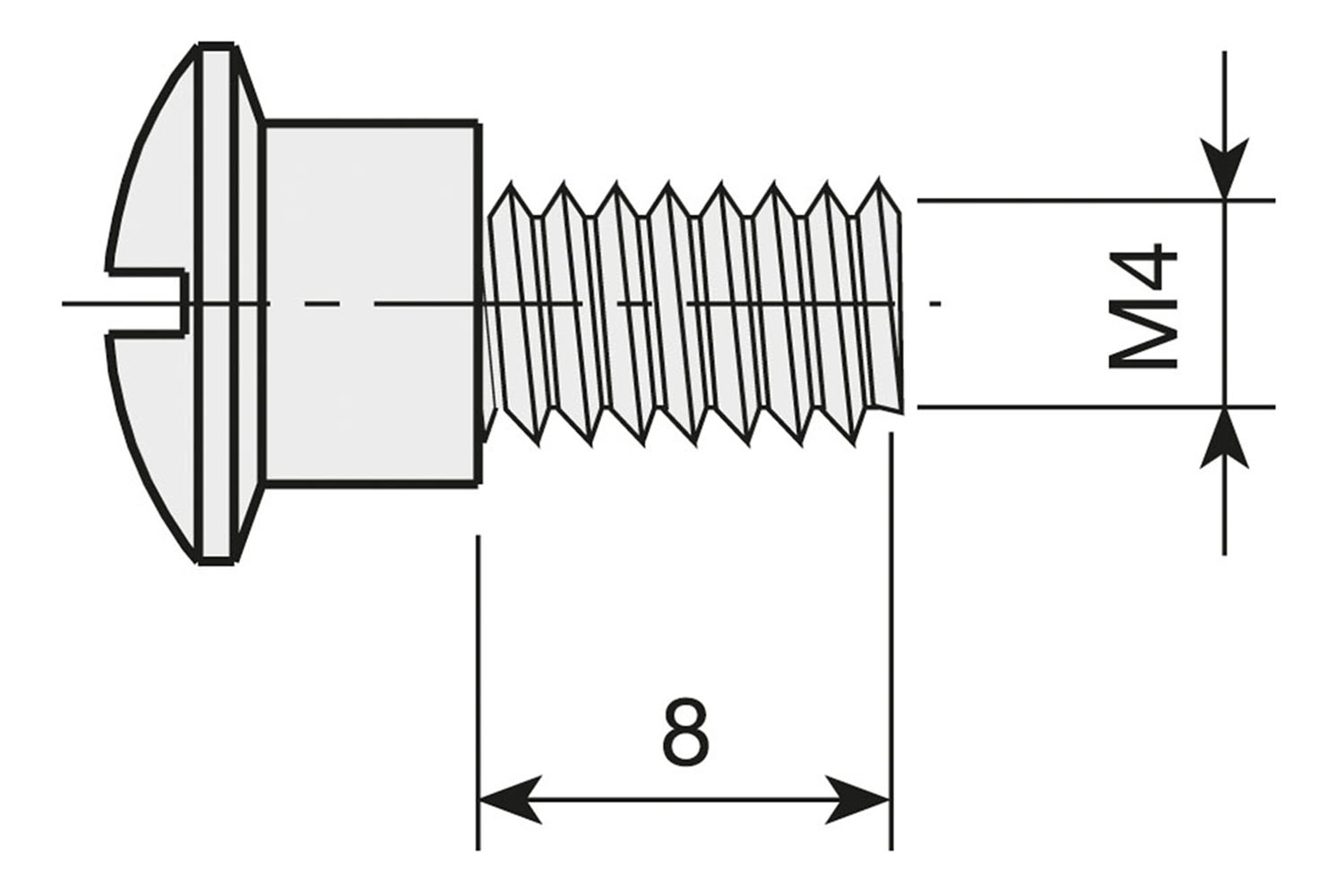 Verbindingsschroef - clock - M4 - Ø5 x 8mm - staal verzinkt