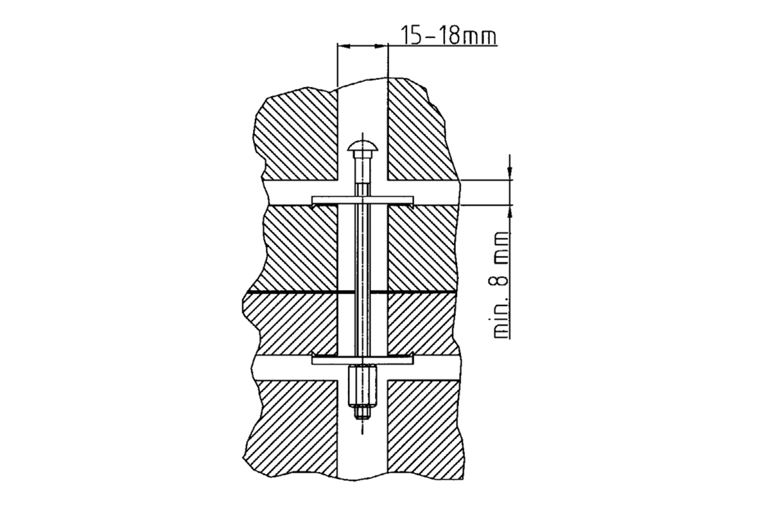 Werkbladverbinder - vb6 - Øm6 x 120mm - staal verzinkt