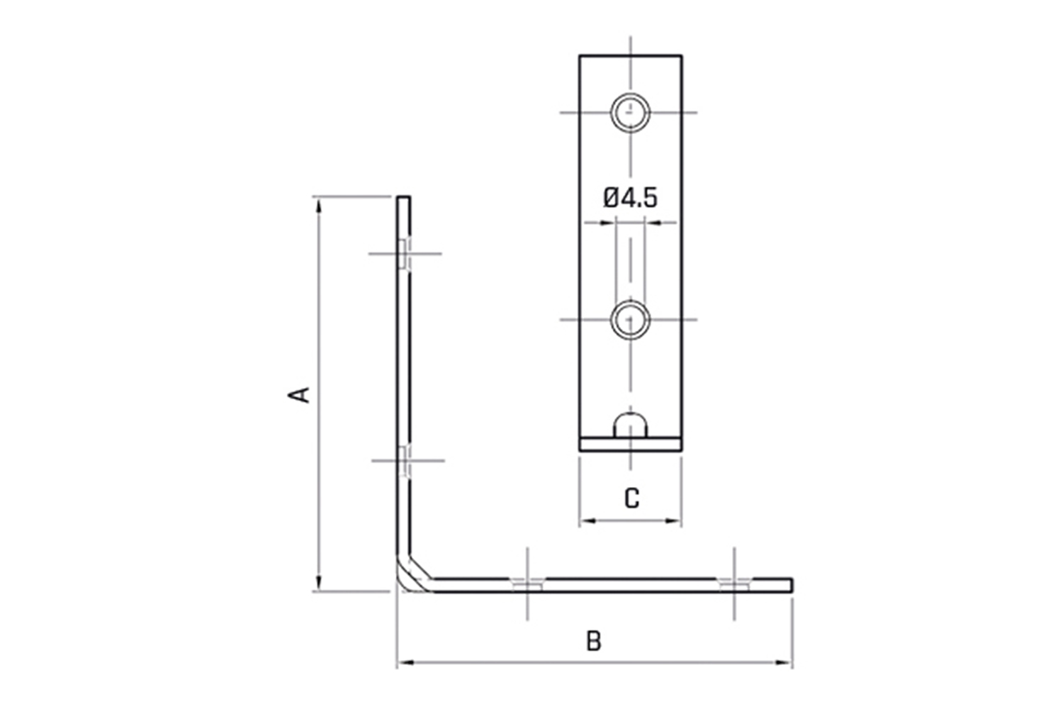 Stoelhoek - 80x80x15mm - verzinkt