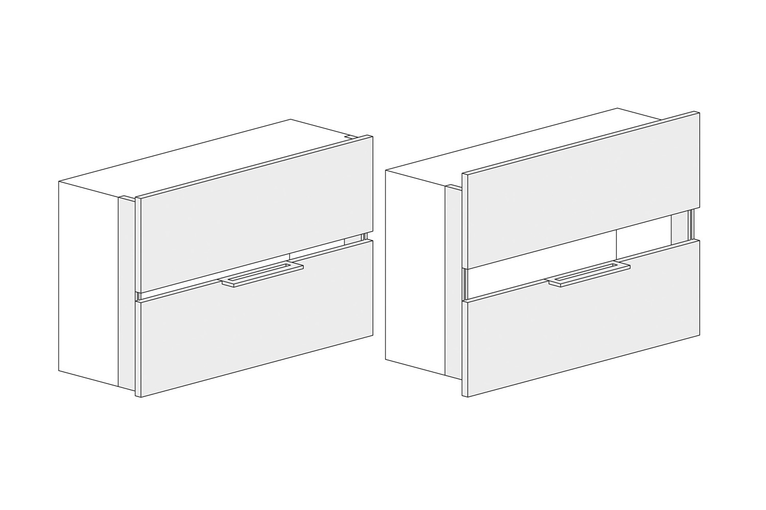 Complete set beslag voor 2 gelijke deuren (1:1) - voor Verti-Go - 600mm - inclusief softclosing