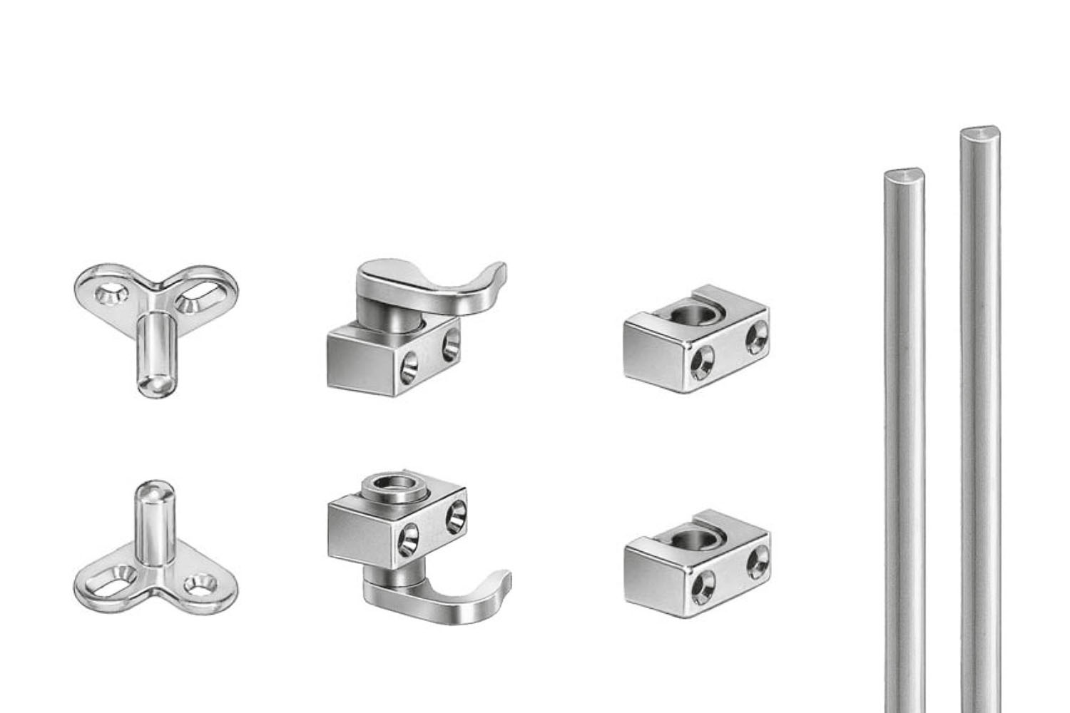 Espagnoletset voor 1 slot - vernikkeld (excl. espagnoletslot en inzetcilinder en/of knop)