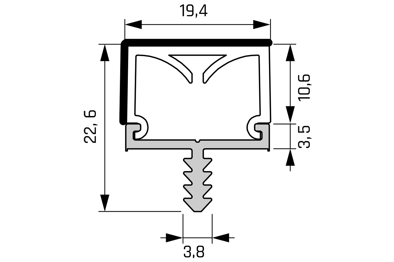 Led opbouw profiel - lagos II - rvs-look - 3000mm - incl. afdekprofiel