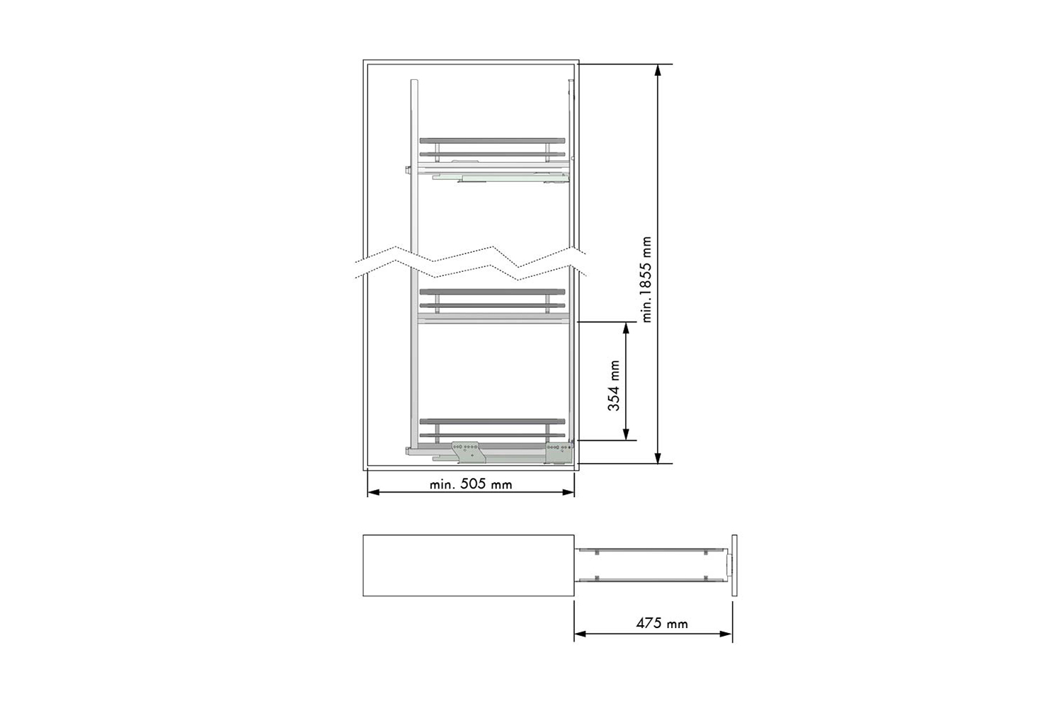 Smalle apothekerskast - antraciet - 200mm - antraciet - 5 plateaus