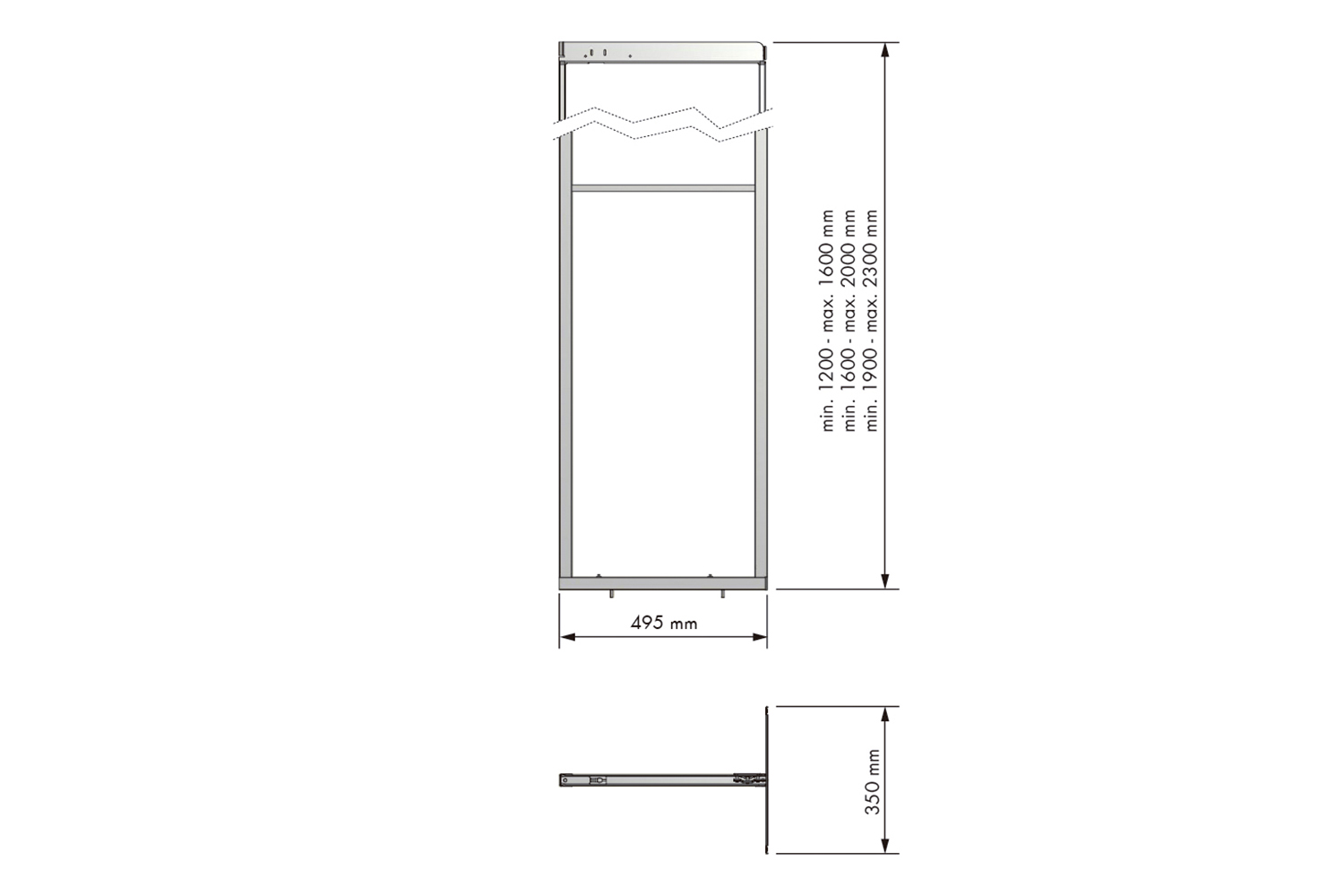 Apothekerskastframe - 120-160cm hoog - 400mm breed