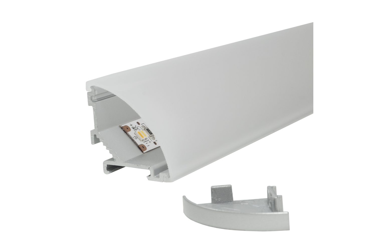 Led opbouw profiel - mini corner - rvs-look - 2000mm - incl. afdekprofiel